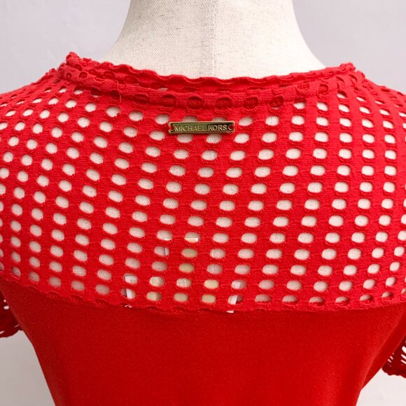 Michael Kors Red Mesh Shift Dress Size Small - Picture 6 of 7